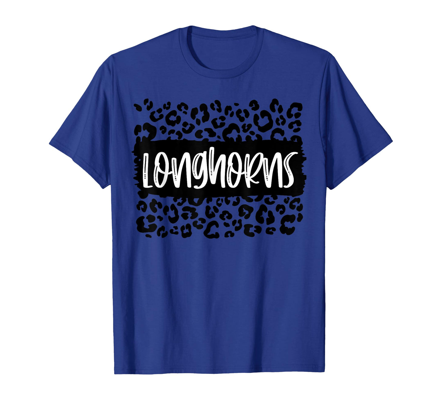 Longhorns Team Mascot School Spirit Game Night Leopard T-Shirt