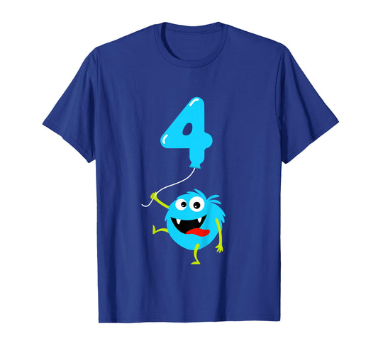 4th Birthday Cute Monster Gift Shirt For 4 Year Old Boys T-Shirt