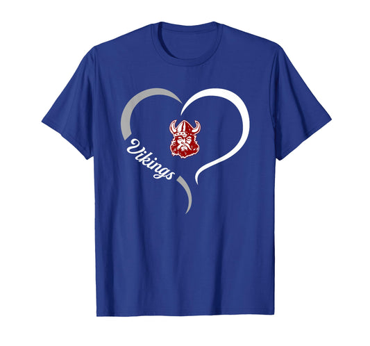 Lowndes Vikings Logo Half Heart Slogan HS T-Shirt