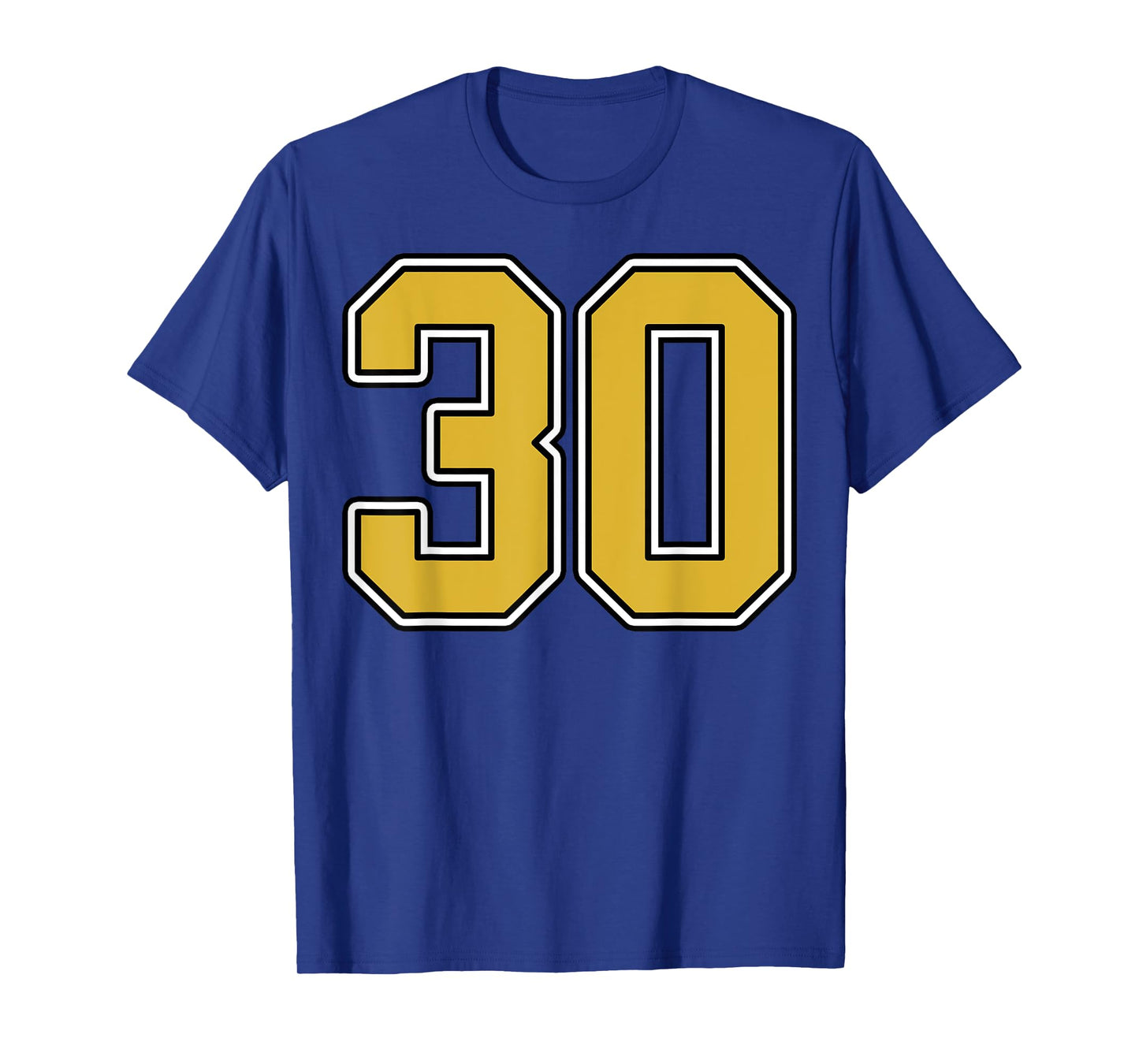 Old Gold Black White Sports Number 30 Jersey Uniform Player T-Shirt