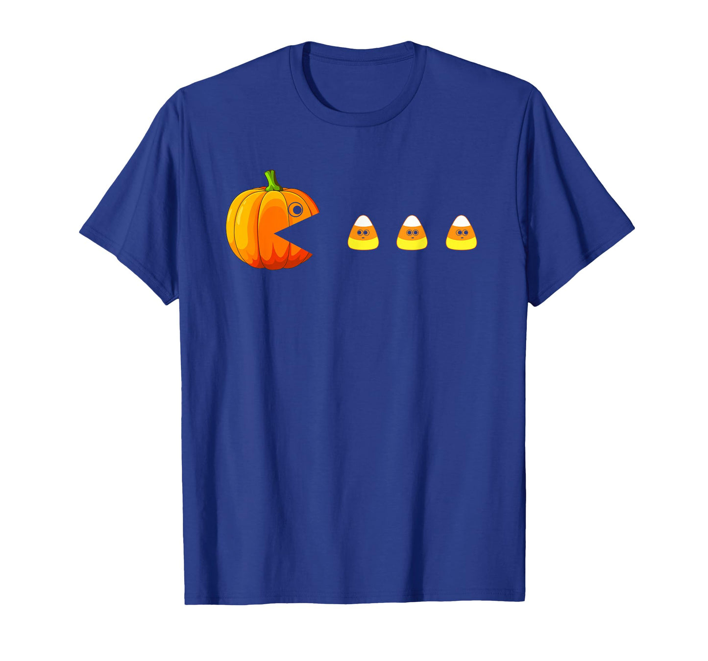 Funny Pumpkin Eating Candy Corn Halloween Boys Girls Kids T-Shirt