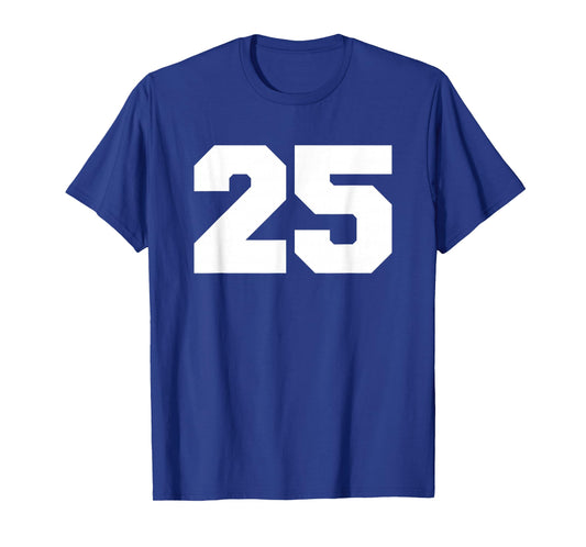 Number 25 Sports Jersey Player #25 Fan FRONT Print Varsity T-Shirt
