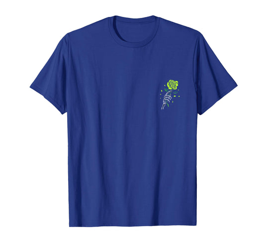 Green Skeletal Last Rose Green Color Graphic T-Shirt