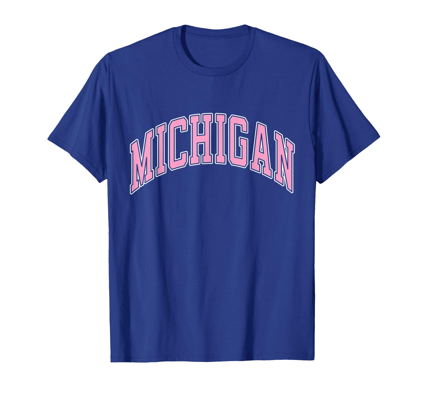Michigan Varsity Style Pink Text T-Shirt