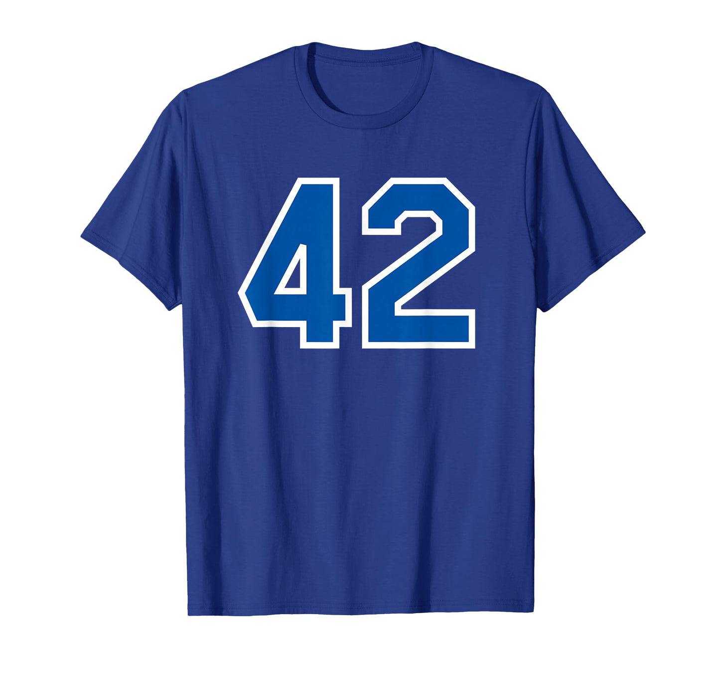 Number #42 White Blue Varsity Number T-Shirt