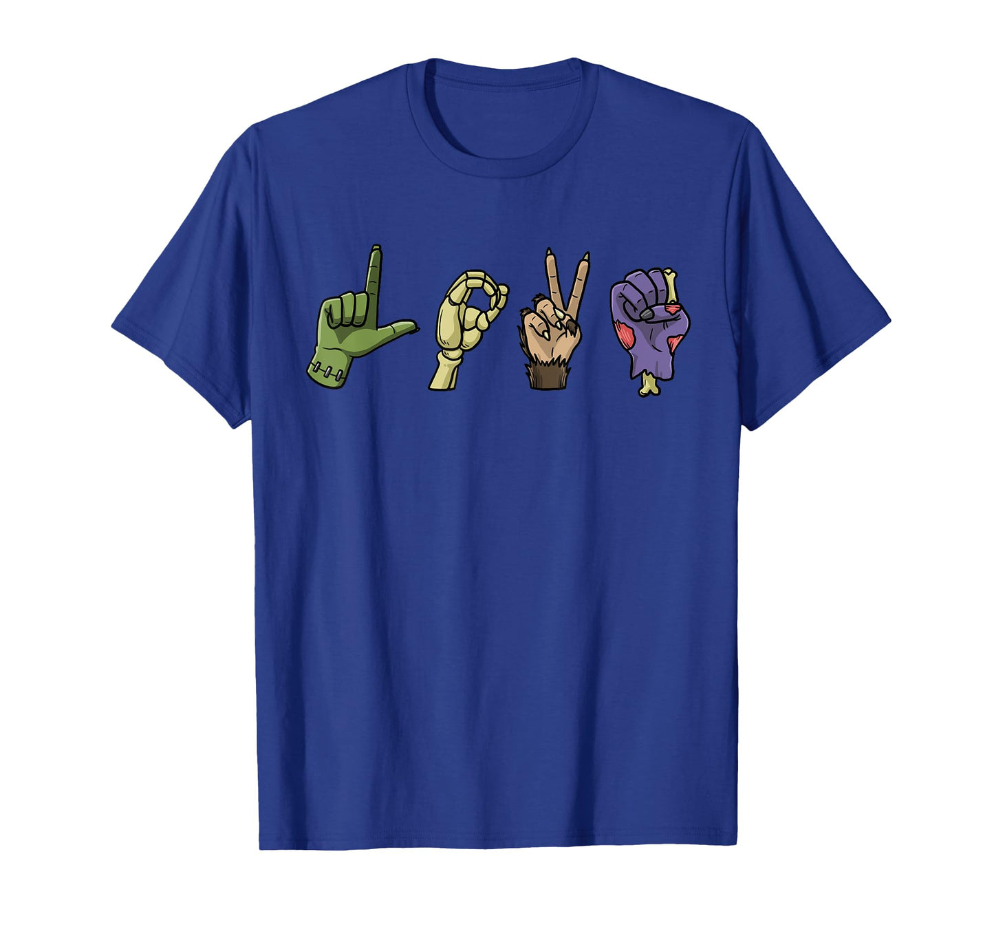 Halloween ASL LOVE Hand Sign Monsters Scary Creatures T-Shirt