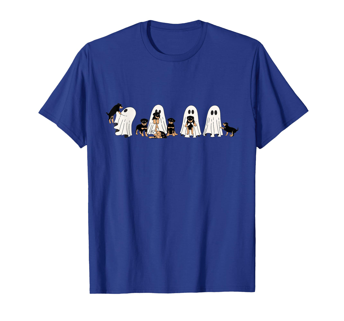 Funny Witch Rottweiler Dog Ghosts In Boo Sheet Halloween T-Shirt