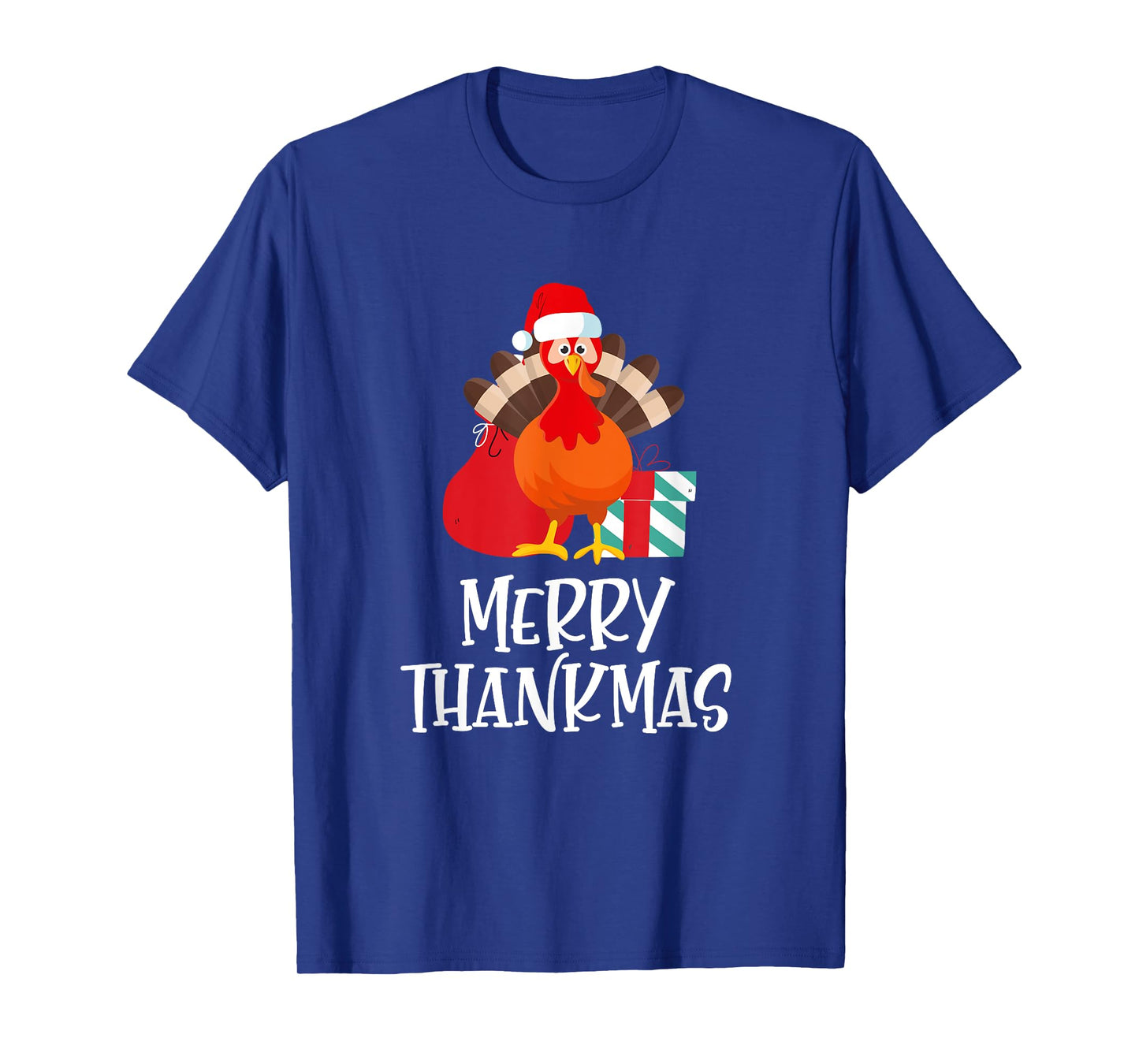 Merry Thanksmas Happy Thanksgiving Santa Turkey Gift T-Shirt