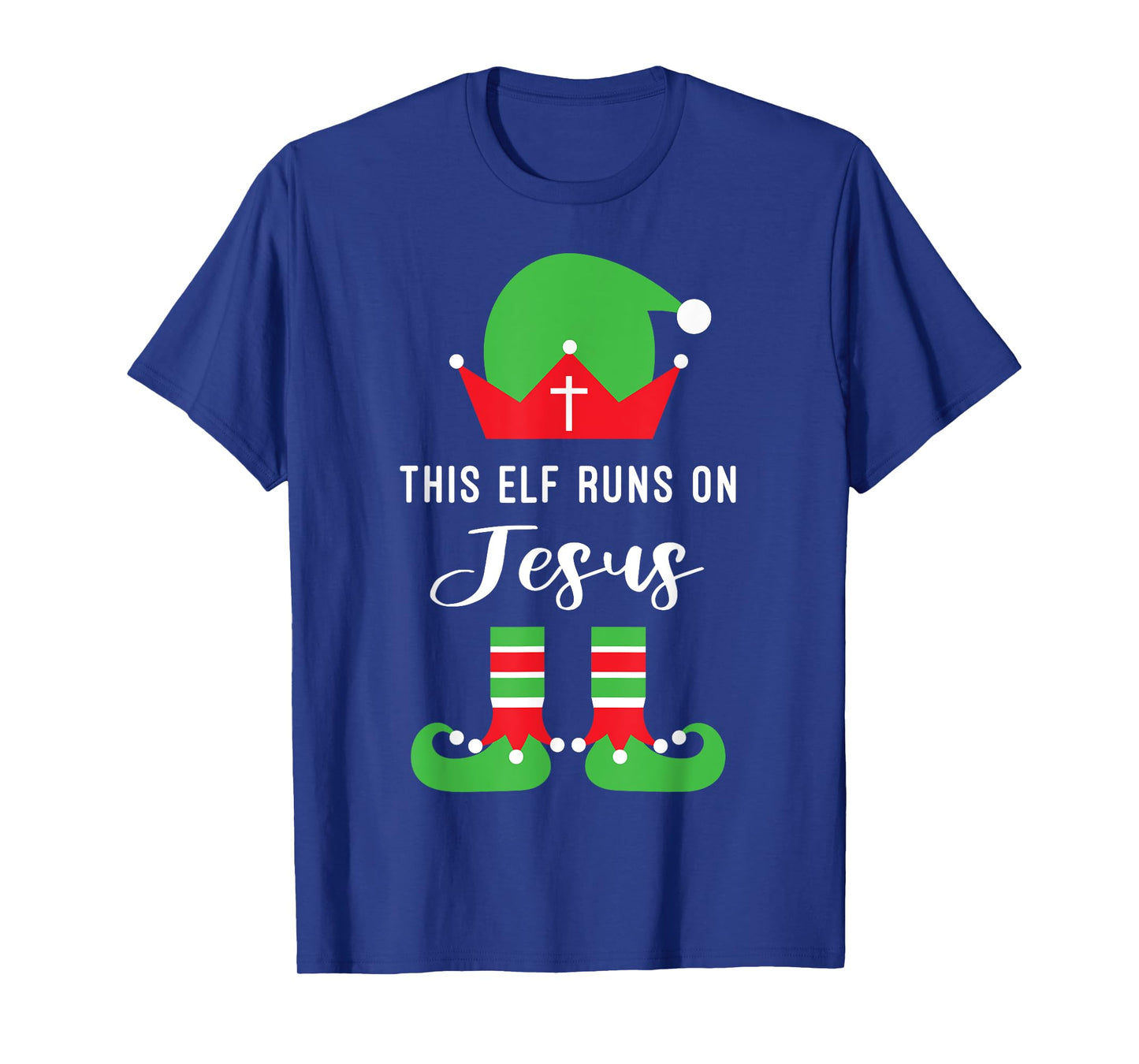 This Elf Runs On Jesus Christian Religious Christmas T-Shirt