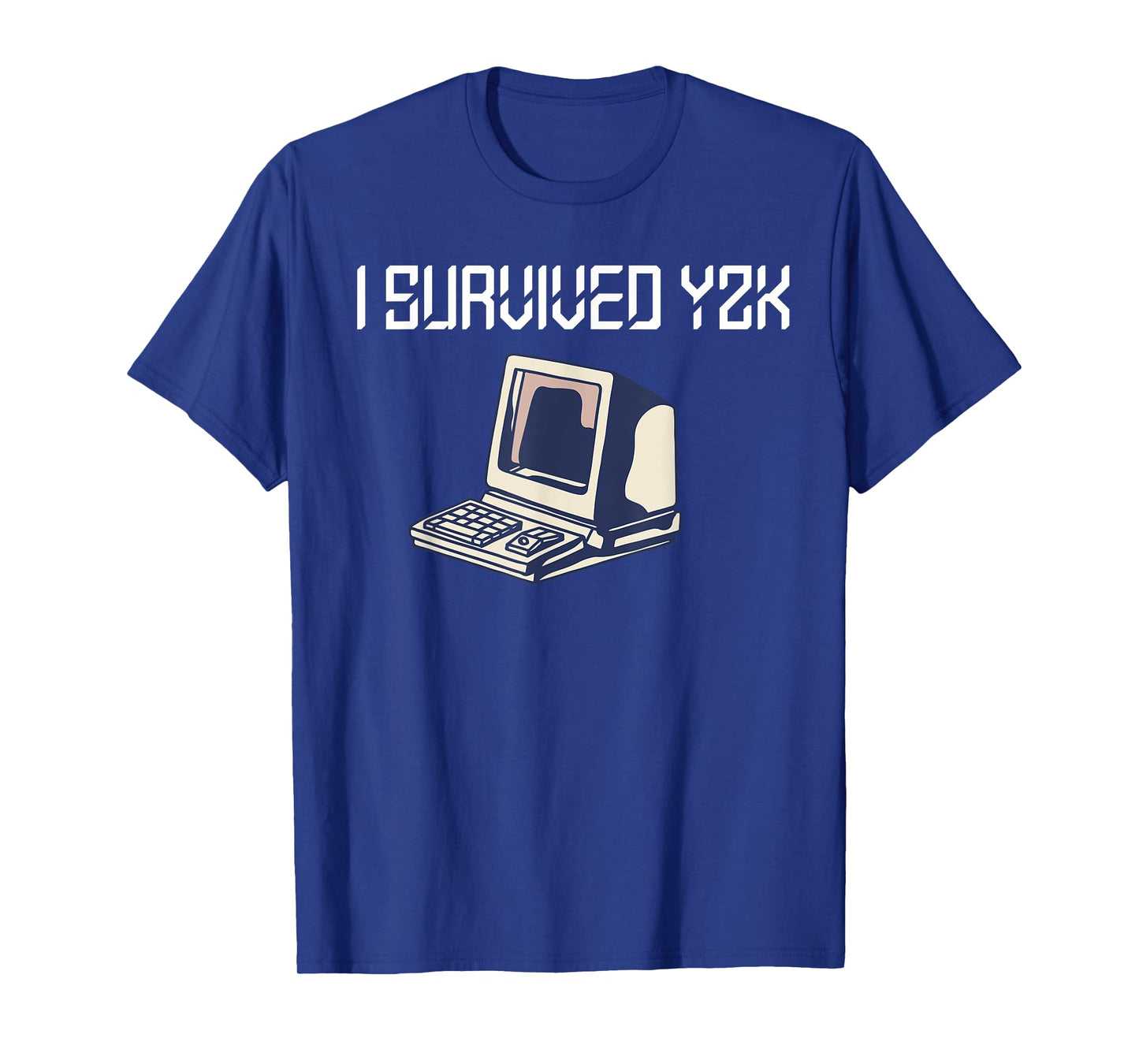 Retro 90s Computer Geek Tech Year 2000 Designs I Survived y2k Bug Millennium Glitch 1999 Funny Black Cotton Polyester T-Shirt