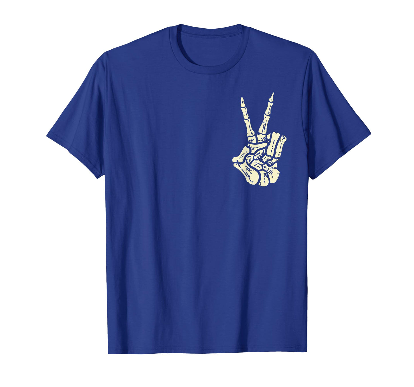 Pocket Skeleton Hand Peace Sign Cool Halloween Hippie T-Shirt
