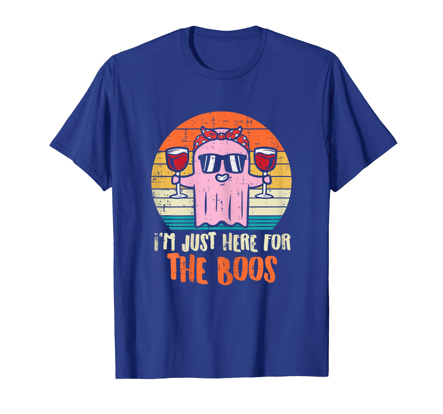 Im Just Here For The Boos Ghost Wine Retro Halloween Women T-Shirt