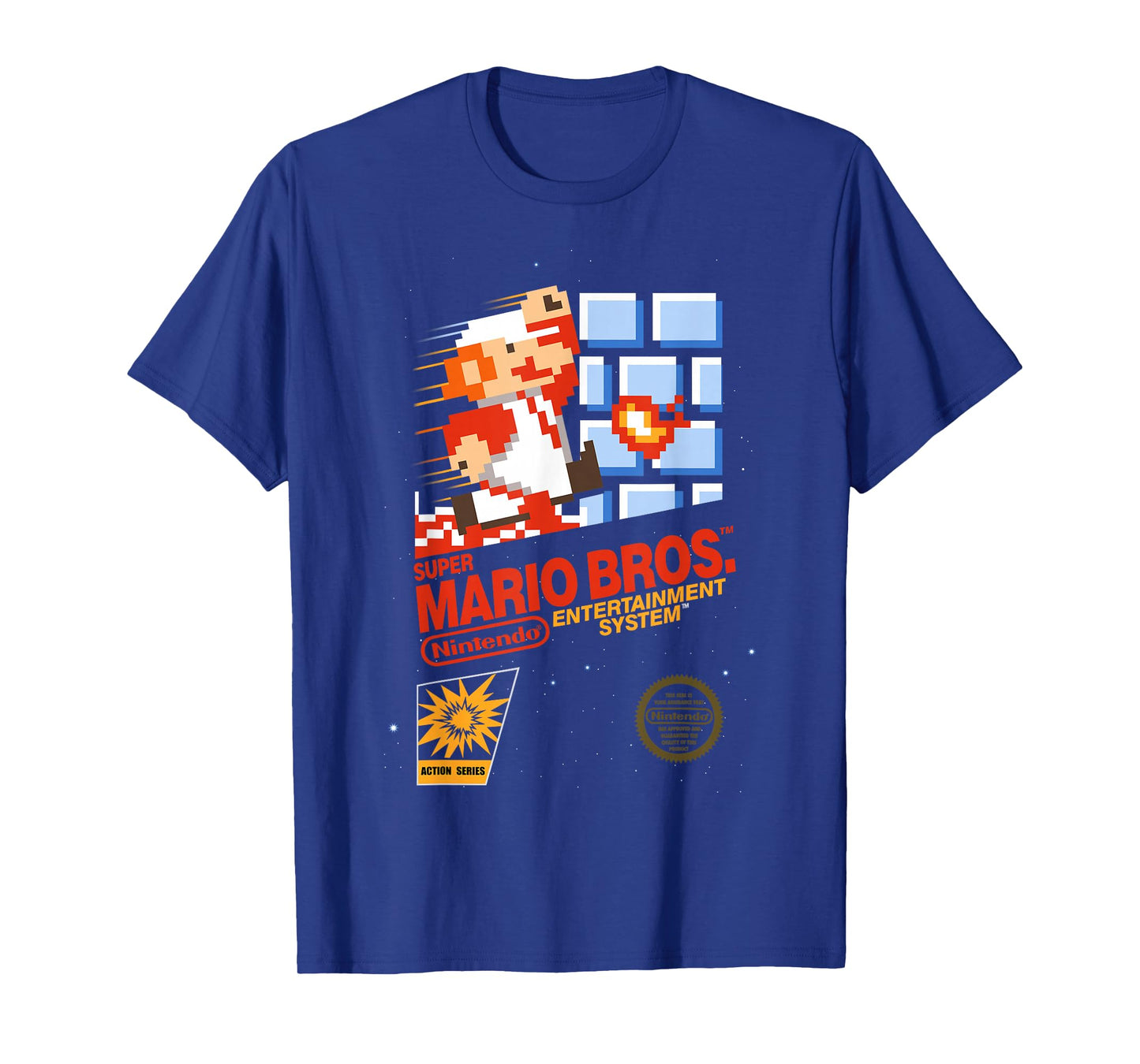 Super Mario Dashin Action Graphic T-Shirt, Classic Fit, Crew Neck, Black