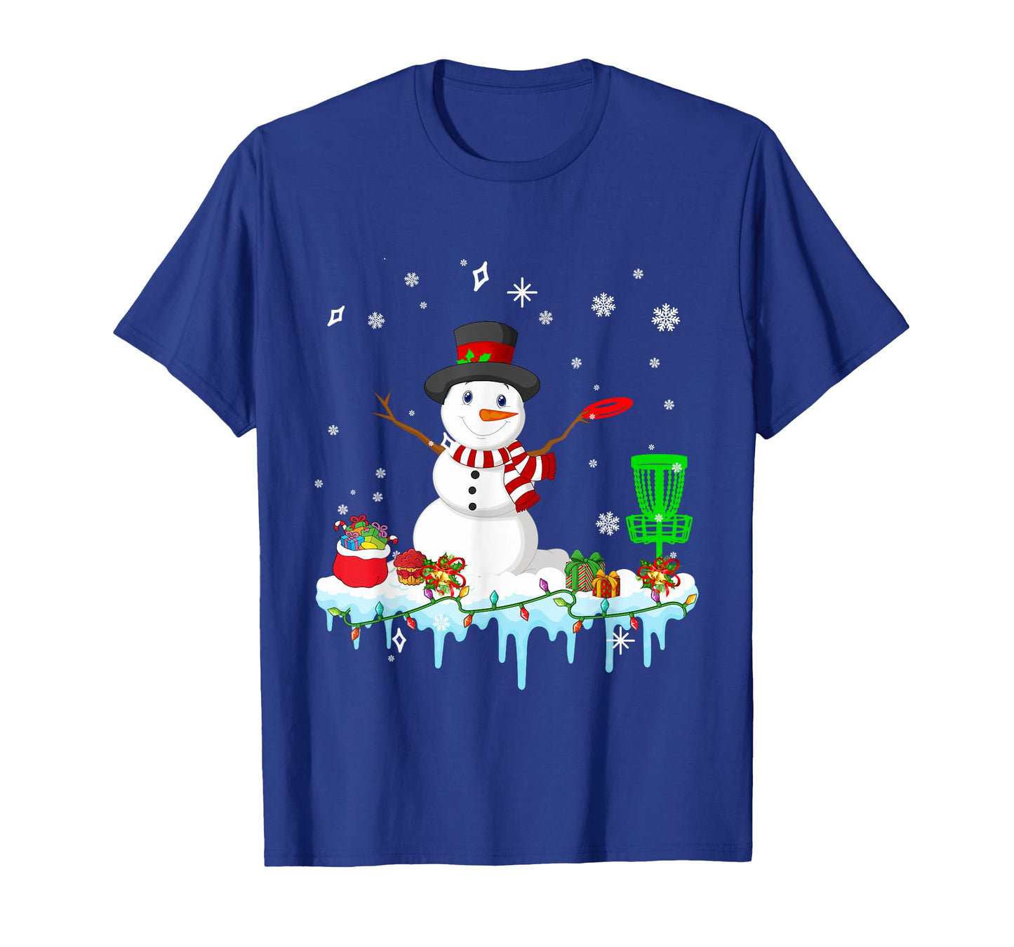Snowman Playing Disc Golf Christmas Disc Golf Player Lover T-Shirt