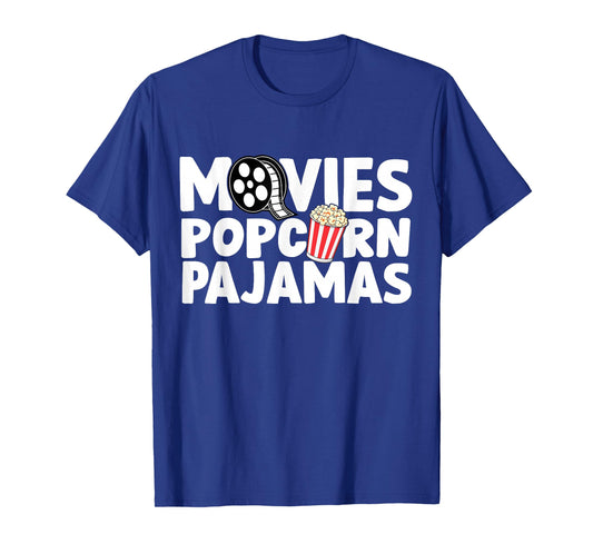Movies Popcorn and Pajamas Popcorn Movie Night T-Shirt