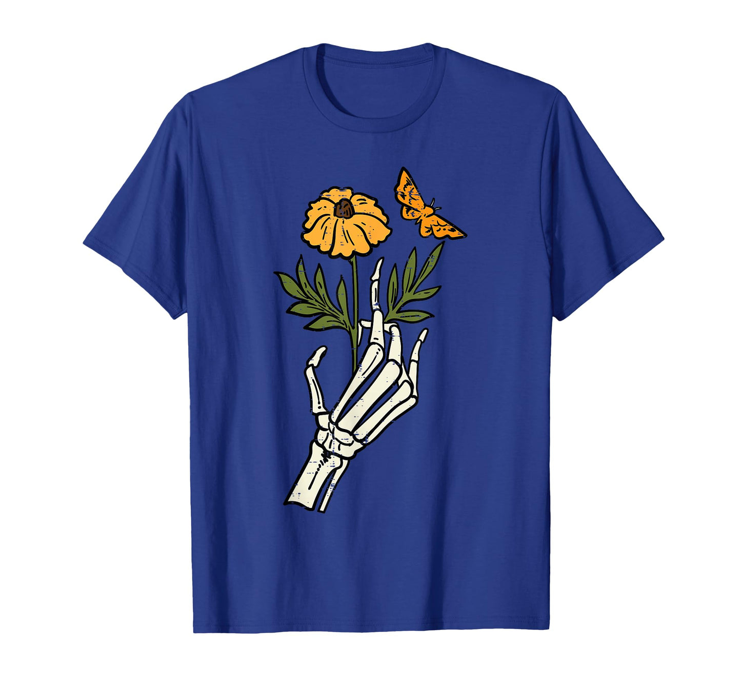 Floral Skeleton Hand Flower Retro Vintage Halloween Women T-Shirt
