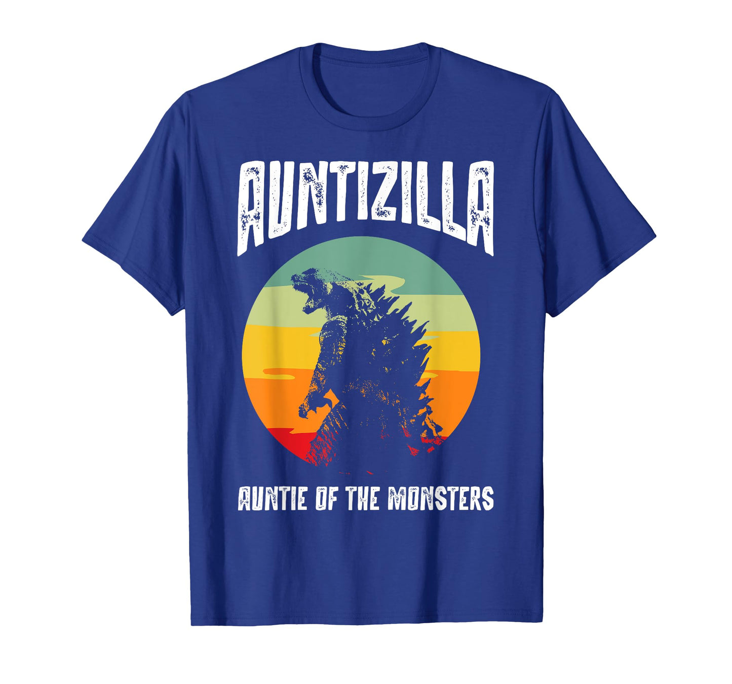 Auntzilla Aunt Of The Monsters Retro Vintage Sunset T-Shirt
