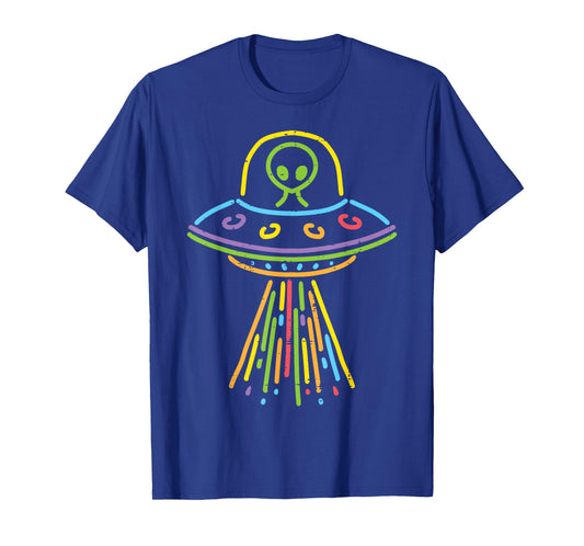 Colorful Alien Ufo Lines Cute Toddler Girls Boys Kids Women T-Shirt
