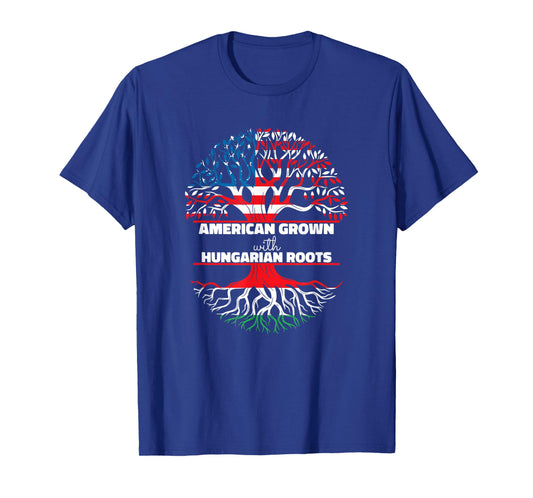 American Grown Hungarian Roots Hungary Usa Flag Magyar Men T-Shirt