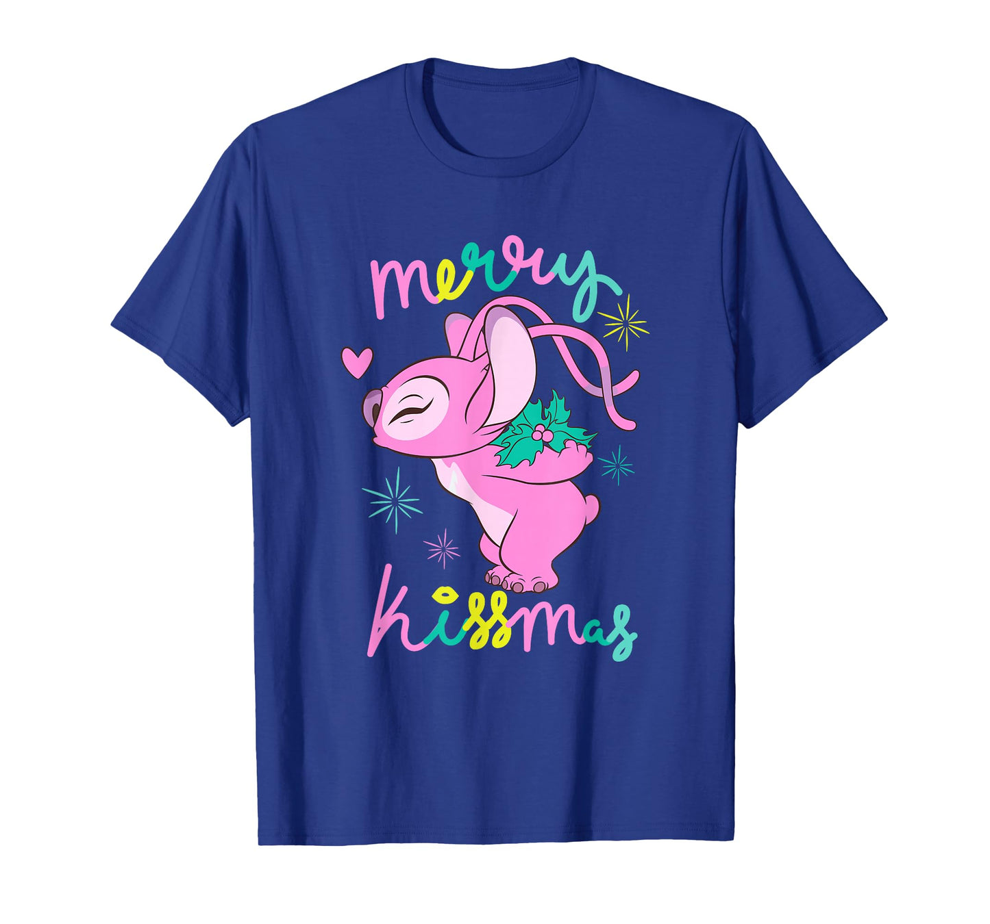 Disney Lilo & Stitch Christmas Angel Merry Kissmas Mistletoe T-Shirt