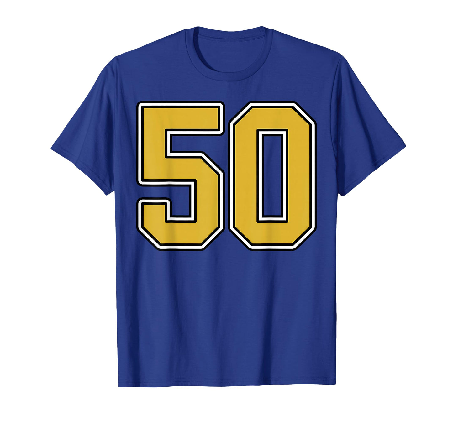 Old Gold Black White Sports Number 50 Jersey Uniform Player T-Shirt