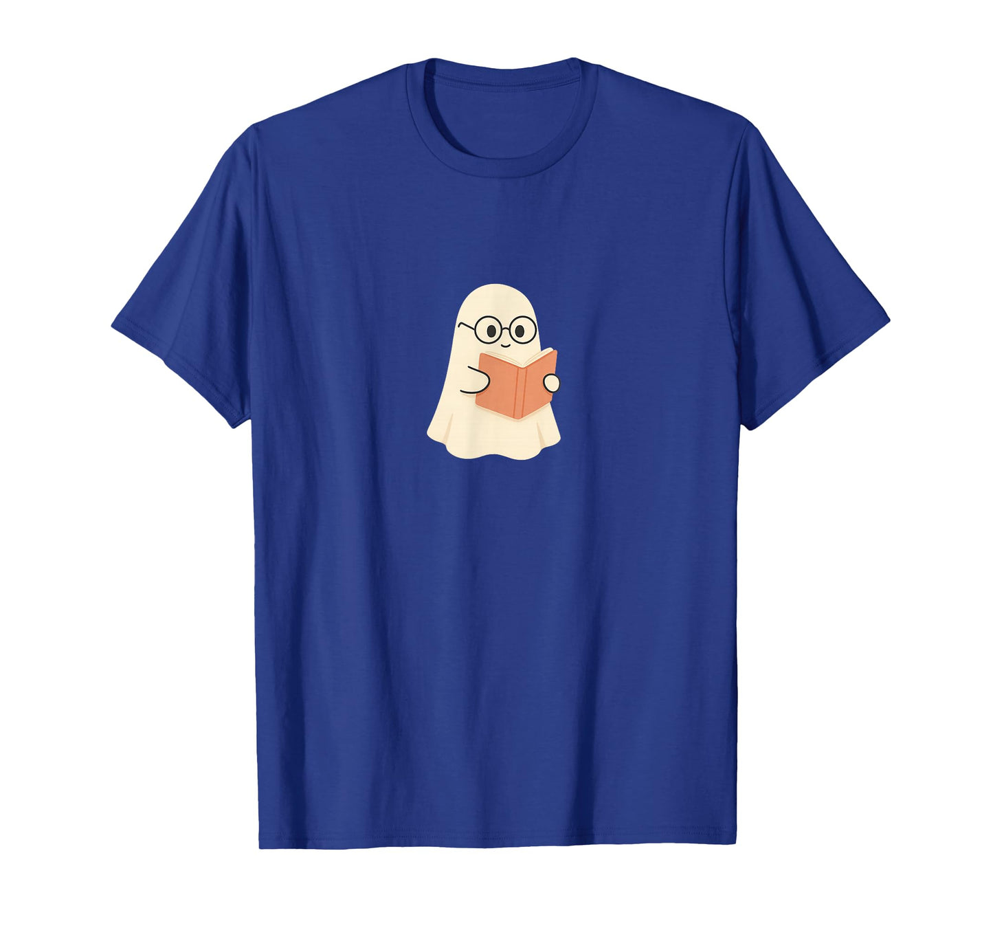 Cute Ghost with Glasses Reading Book Spooky Season Bookworm T-Shirt