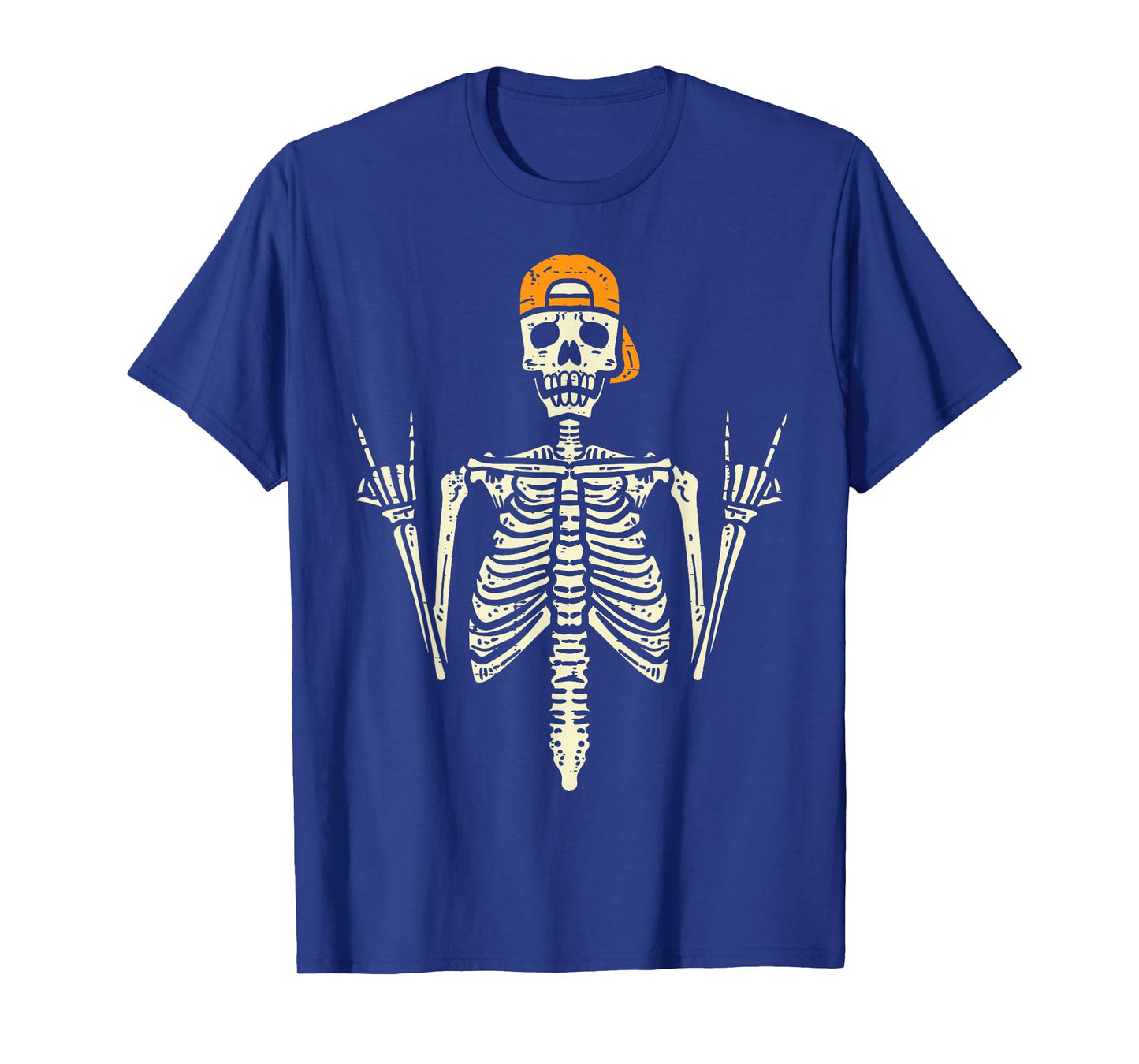 Rocker Skeleton Cap Skater Cool Halloween Punk Rock Men Boys T-Shirt