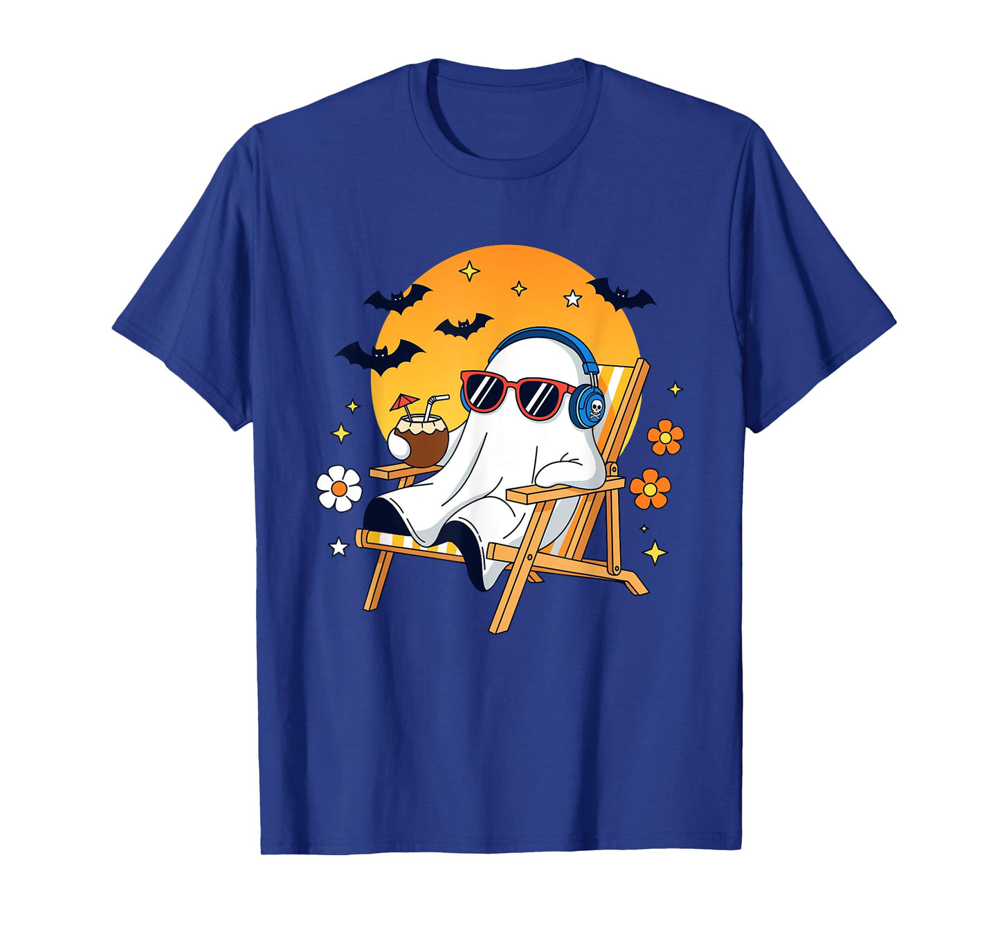 Chill Ghost Halloween Vacation Funny Beach Vibes T-Shirt
