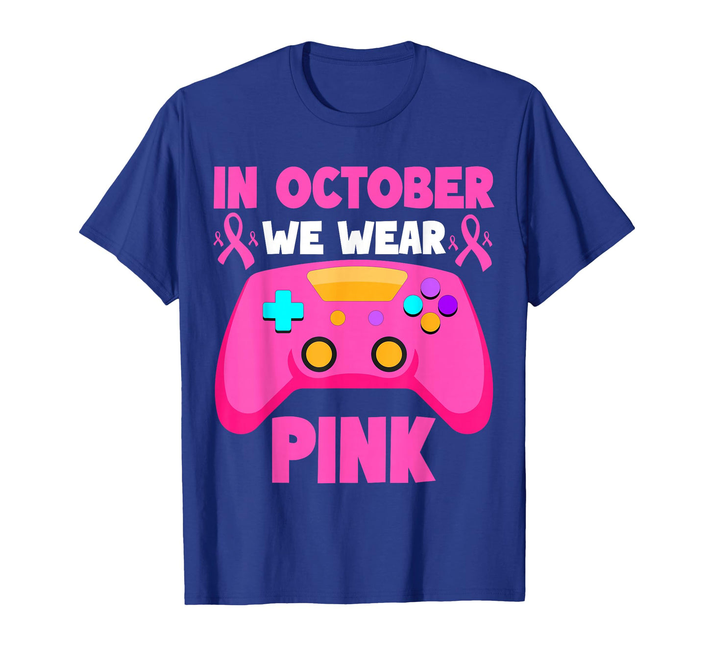 in October We Wear Pink Breast Cancer Gaming Kids Boys Youth T-Shirt