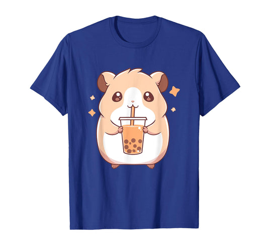 Kawaii Cute Hamster Drinking Boba Bubble Milk Tea T-Shirt