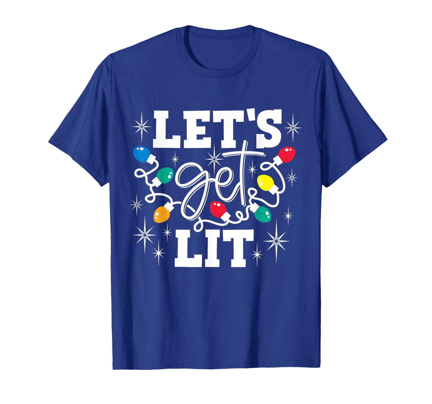 Let's Get Lit Drinking Santa Hat Christmas Lights Funny T-Shirt