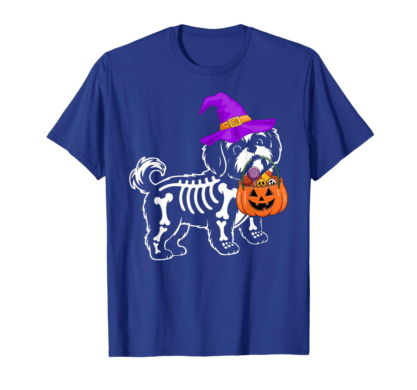 Shih Tzu Dog Halloween Spooky Skeleton Trick or Treat T-Shirt