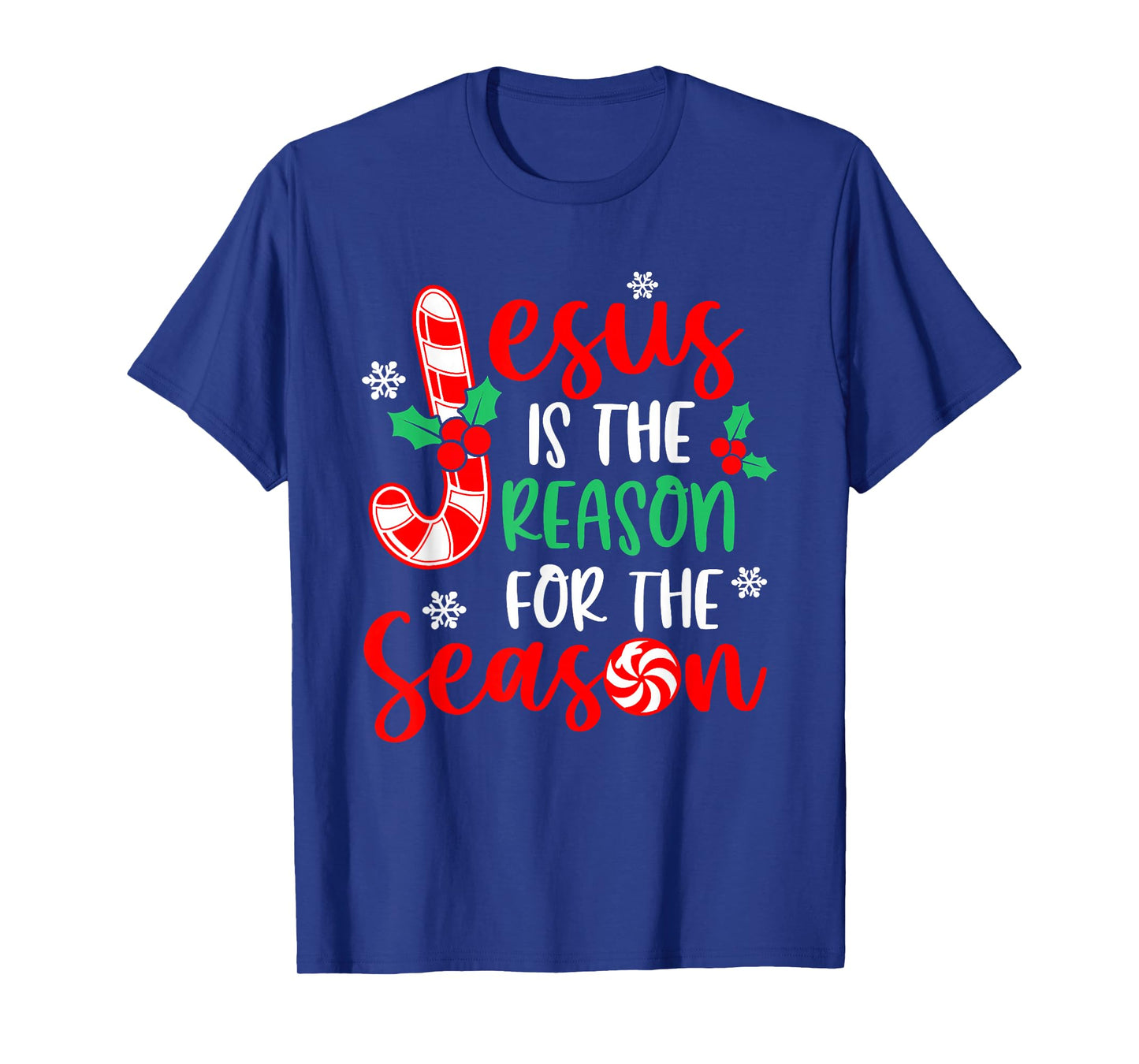Jesus Is The Reason For The Season Christmas Xmas Candy Cane T-Shirt