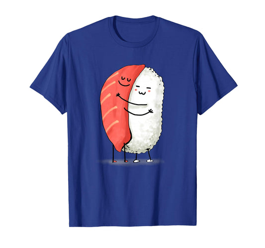 Wowsome! Unisex-Adults Sushi Lover T-Shirt - Black - Small - Short Sleeve - Japanese Anime Sushi Hug Design
