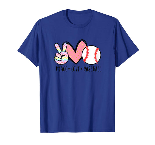 Peace Love Baseball Funny for Girls Teens Mom Women T-Shirt