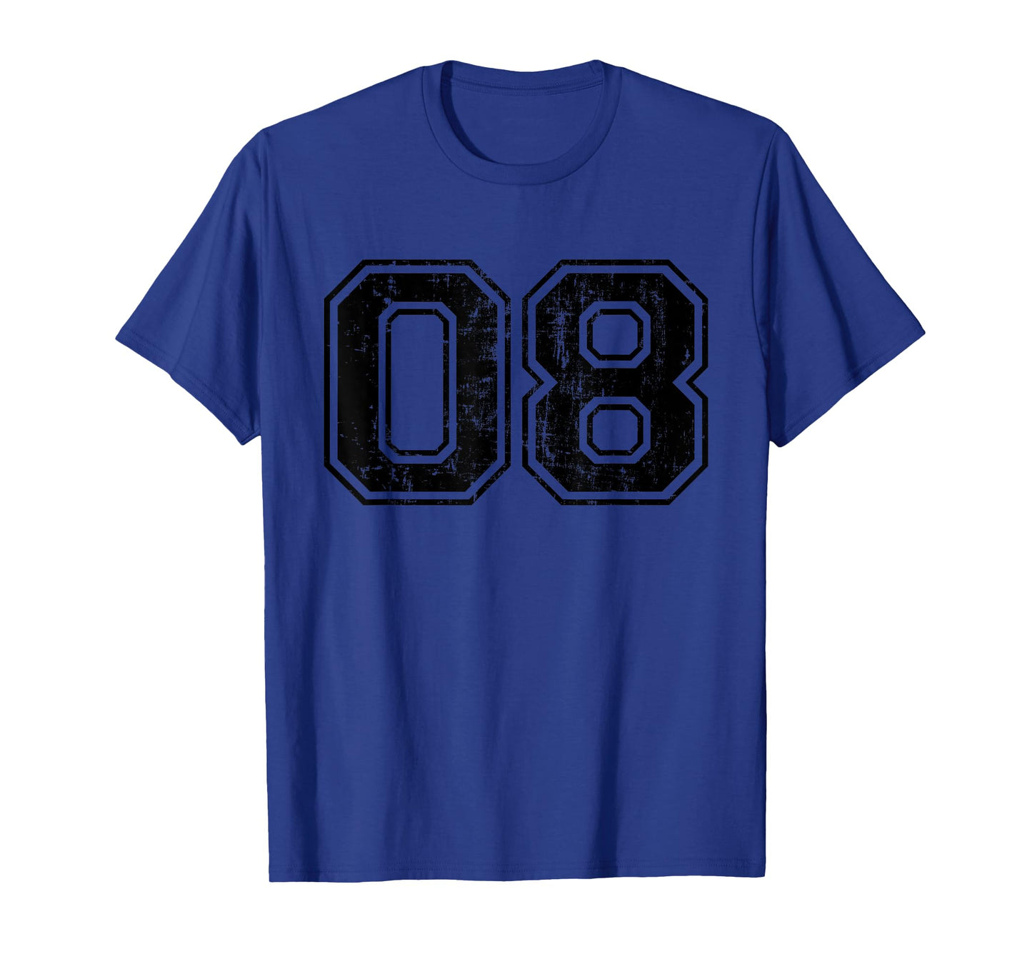 Number 08 Varsity Distressed Vintage Sport Team Player's T-Shirt