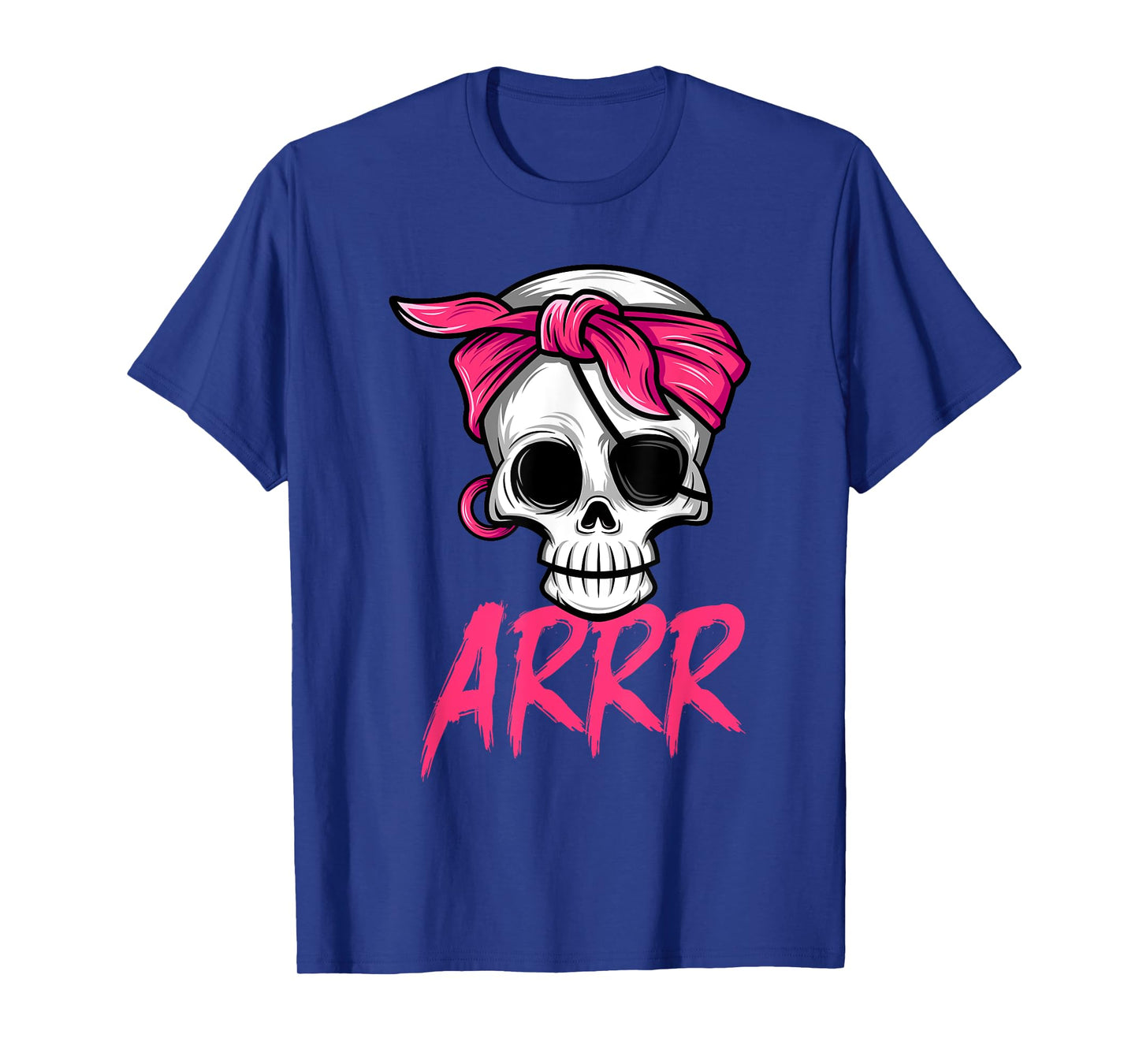 Pirate Dead with Eye Patch Pink Bandana Halloween Costume T-Shirt