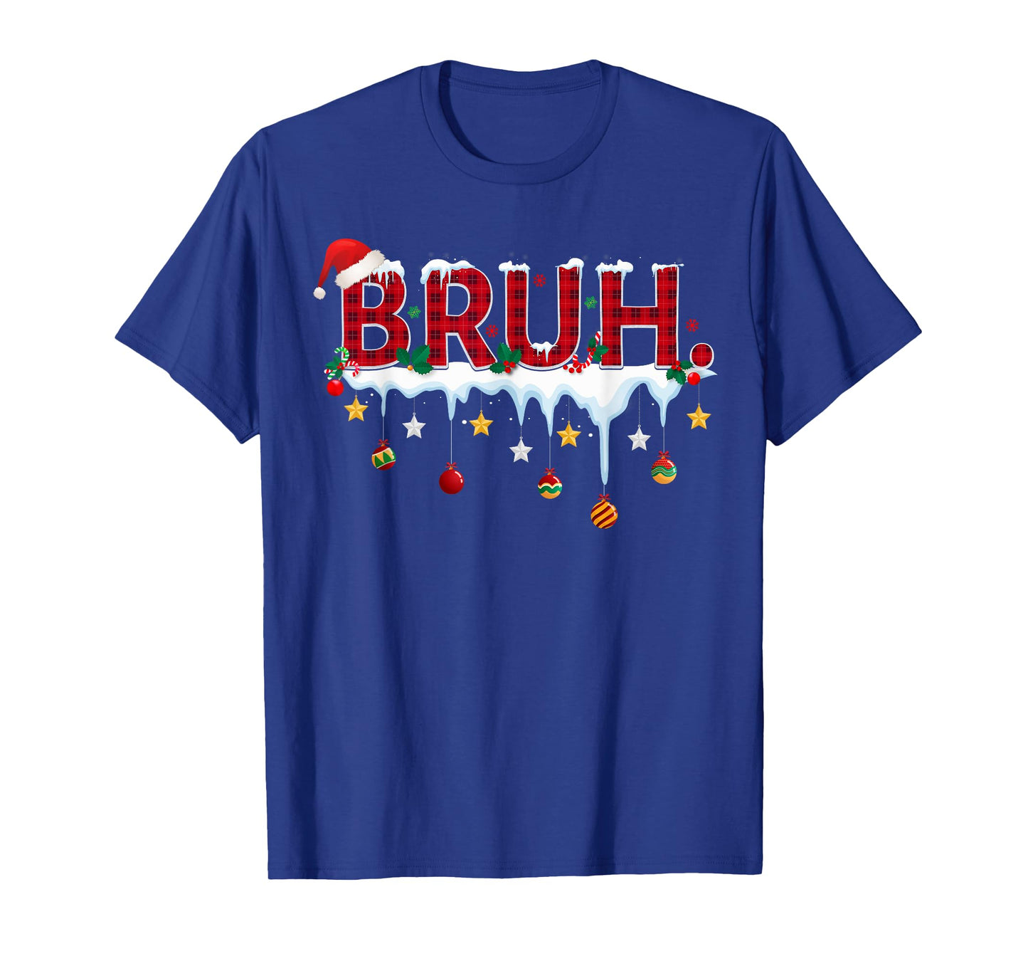 Christmas Red Plaid Bruh Funny Teens Boys Kids Xmas Pajamas T-Shirt