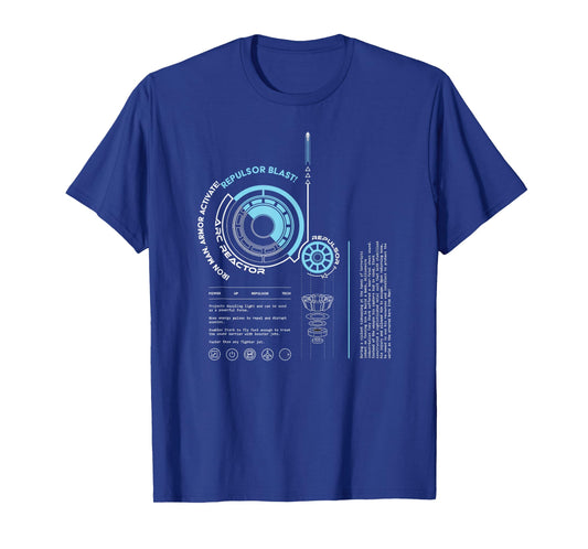 Marvel Avengers Iron Man Armor ARC Reactor Data Readout T-Shirt