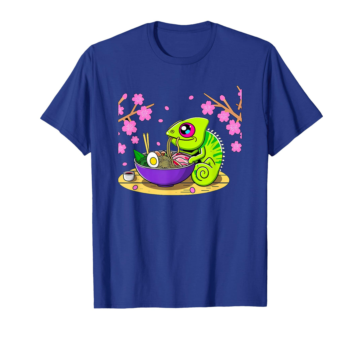 Kawaii Chameleon Eating Ramen T-Shirt