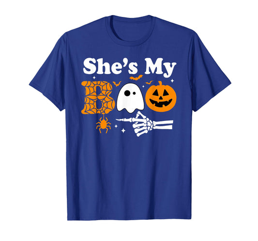She's My Boo Funny Ghost Jack O Lantern Halloween Couples T-Shirt
