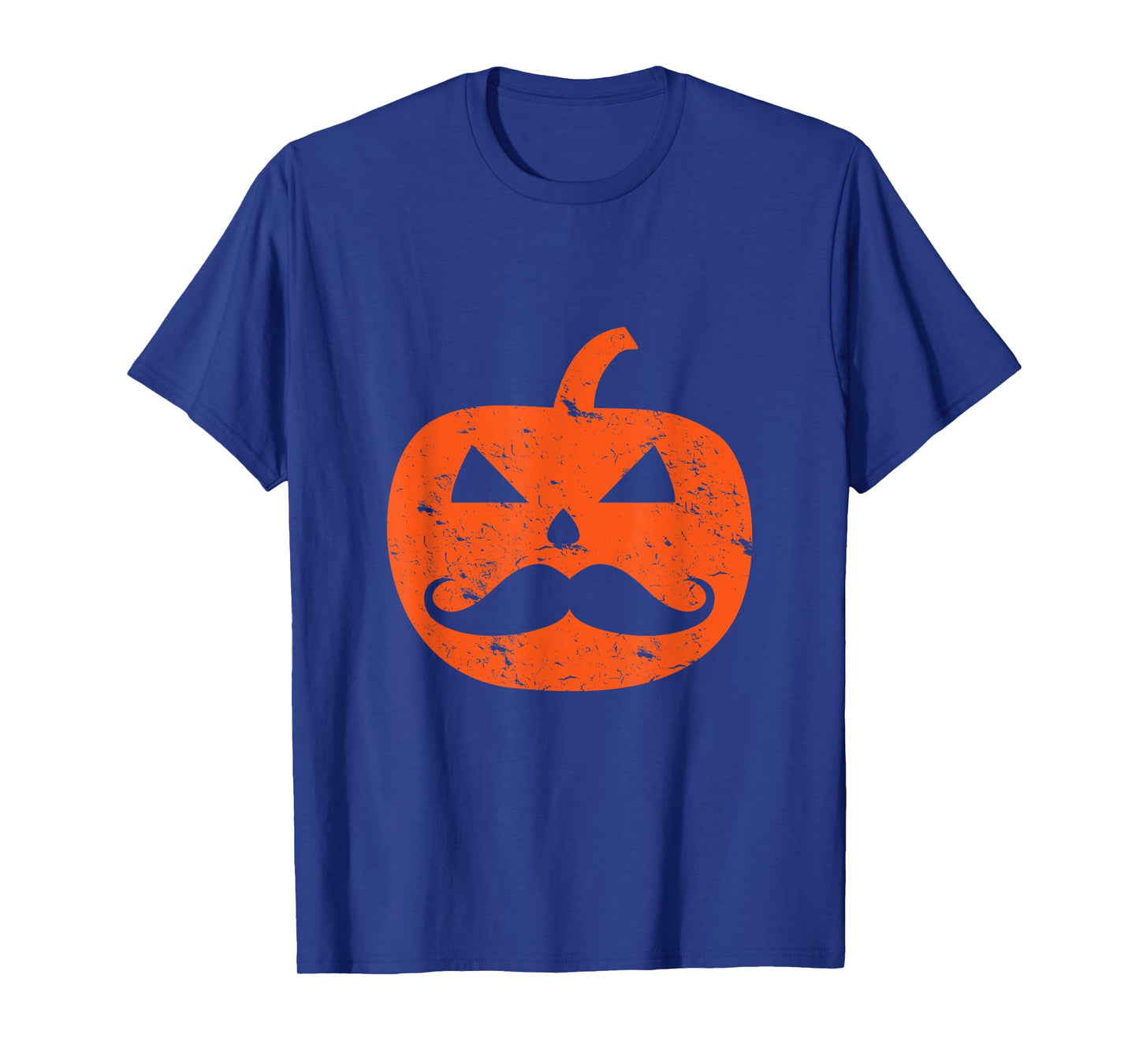 Jack O Lantern Mustache Pumpkin Vintage Distressed Halloween T-Shirt
