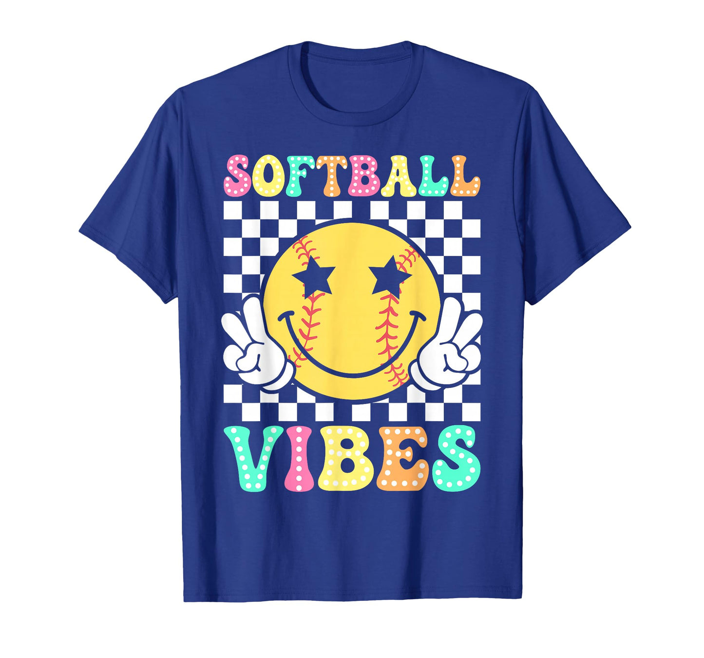 Softball Vibes Softball Retro Groovy Game Day Girls Women T-Shirt