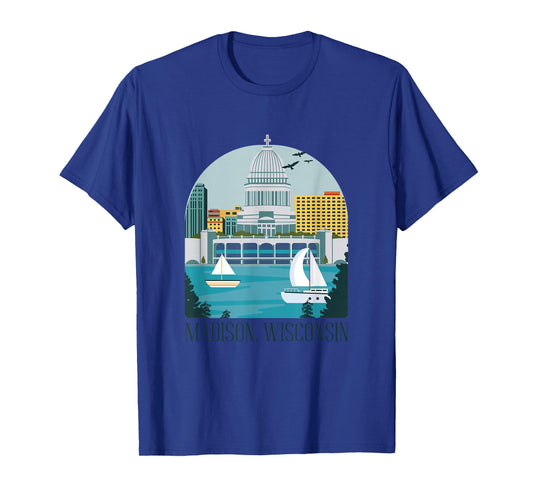 Madison Wisconsin Skyline Vintage T-Shirt