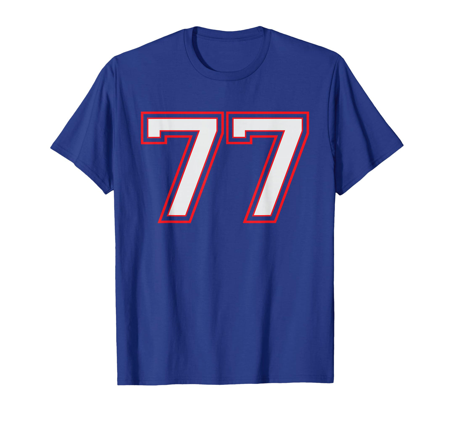 Red Number 77 Sports Player Jersey Fun Game Winner #77 Lucky T-Shirt