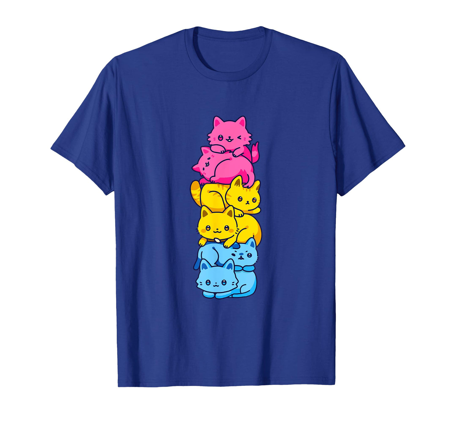 Pansexual Pride Cat LGBT Pan Flag Nonbinary Cute Cats Pile T-Shirt for Men Women
