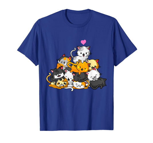Cat Cute Kitty Pile Cats Anime Kawaii Neko Gift Women Girls T-Shirt Small