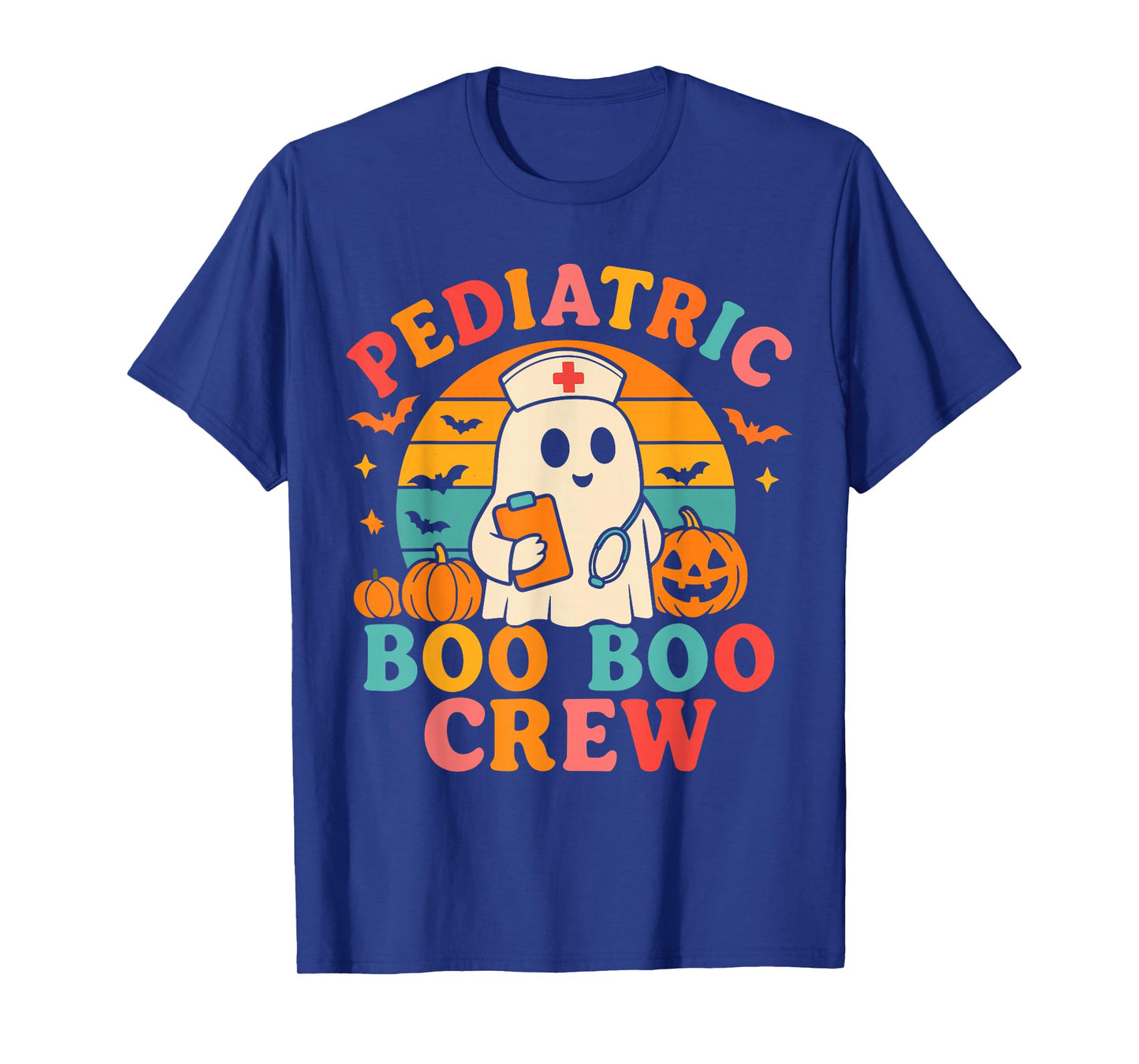 Boo Boo Crew Pediatric Women, Halloween Ghost Nurse Medical T-Shirt