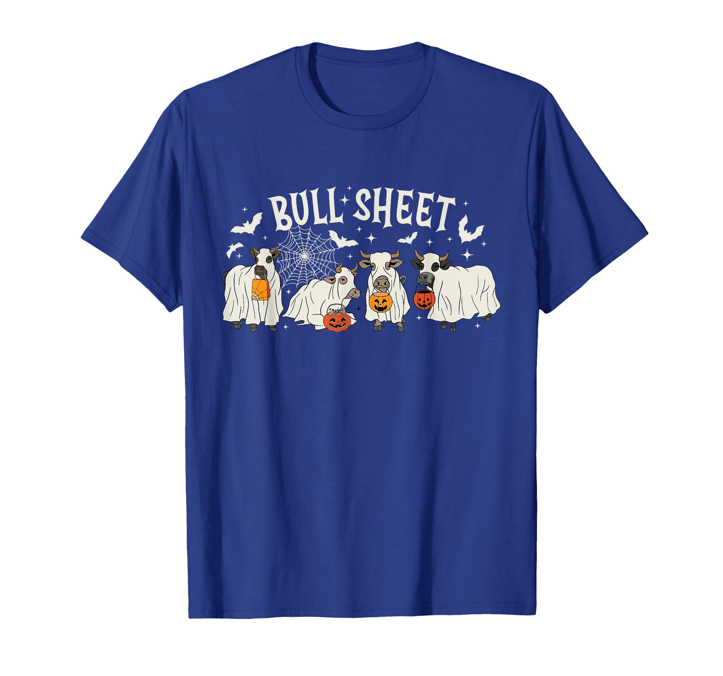 Funny Halloween Cow Bull Sheet Cow Ghost Spooky Season Farm T-Shirt