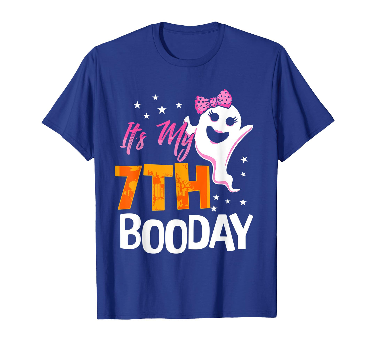 Its My 7th Boo Day Cute Halloween Birthday Ghost Pink Bow T-Shirt